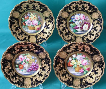 Four Ridgway Porcelain Dessert Plates c.1860