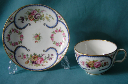 A Sevres porcelain cup and saucer, c.1770
