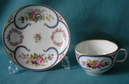 A Sevres porcelain cup and saucer, c.1770 A Sevres porcelain cup and saucer, c.1770