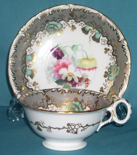 Samuel Alcock porcelain cup and saucer c.1835