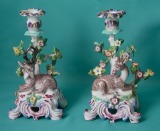 A pair of Bow Porcelain Candlesticks 