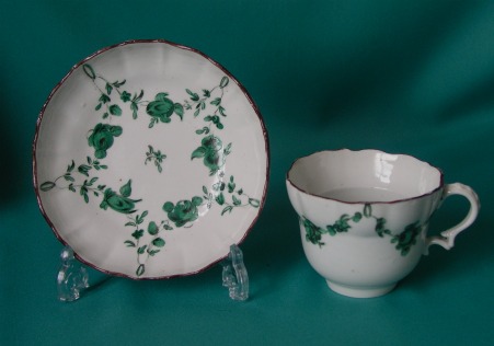 A Bristol Porcelain Cup and Saucer c.1775