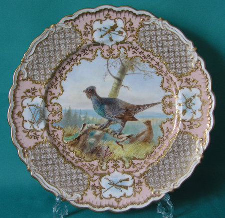 A Coalport Cabinet Plate c.1900 signed J.N.Bradley A Coalport Cabinet Plate c.1900 signed J.N.Bradley