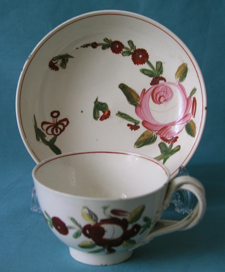 Yorkshire Creamware Tea Cup and Saucer c.1775