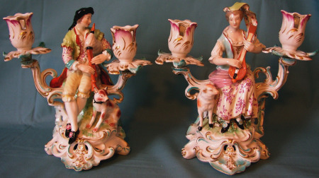 A Pair of Derby Figural Candelabra c.1765 A Pair of Derby Figural Candelabra c.1765