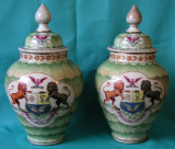 A Pair of 18th Century Japanese Armorial Vases