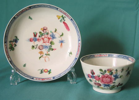 New Hall porcelain tea bowl and saucer Pattern 593