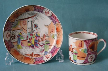 A New Hall Coffee Can and Saucer Pattern 621, c.1795-1800