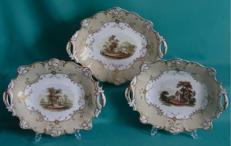 Three Ridgway porcelain dishes c.1850
