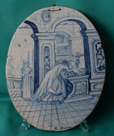 French Faience plaque st. Bruno