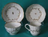  Caughley Porcelain Coffee Cup, Tea-bowl and 2 Saucers c.1785-90