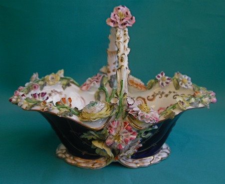A Coalport flower-encrusted basket c.1830