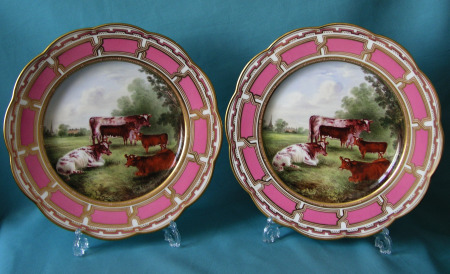 A Pair of Davenport dessert plates c.1870 A Pair of Davenport dessert plates c.1870