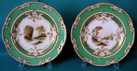 A Pair of Locket, Baguley & Cooper Porcelain Plates c.1855 A Pair of Locket, Baguley & Cooper Porcelain Plates c.1855